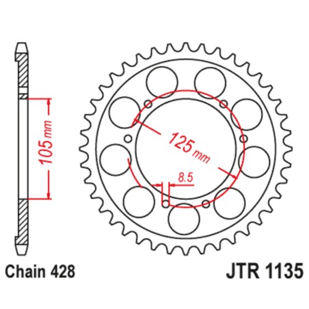 Corona JT SPROCKETS acero estándar 751 - Paso 524