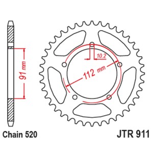 Corona JT SPROCKETS acero estándar 911 - Paso 520