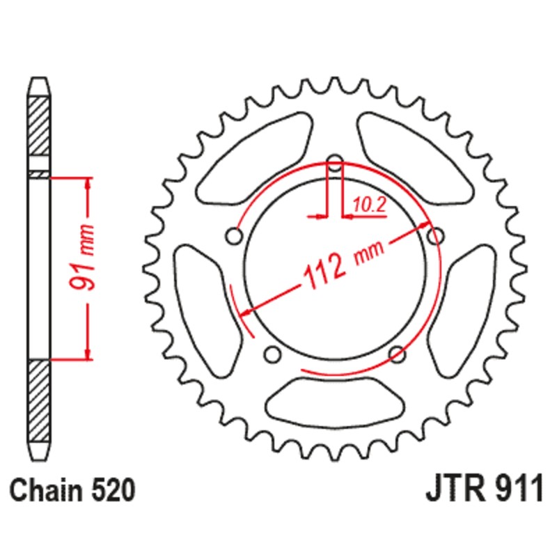 Corona JT SPROCKETS acero estándar 911 - Paso 520