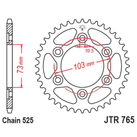 Corona JT SPROCKETS acero estándar 751 - Paso 521