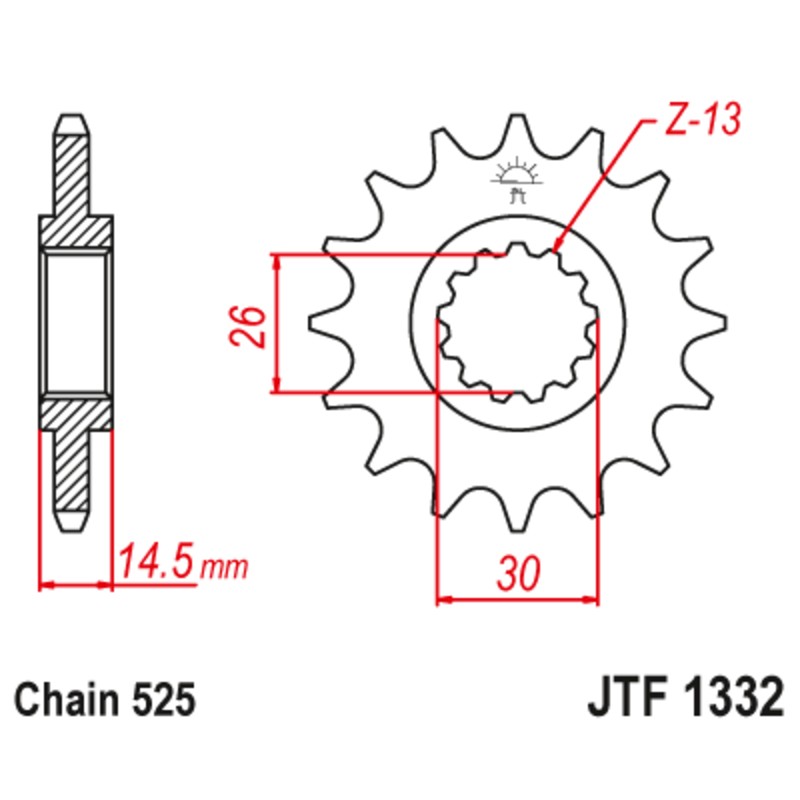 Piñón con goma anti-ruido JT SPROCKETS acero 1332 - 525
