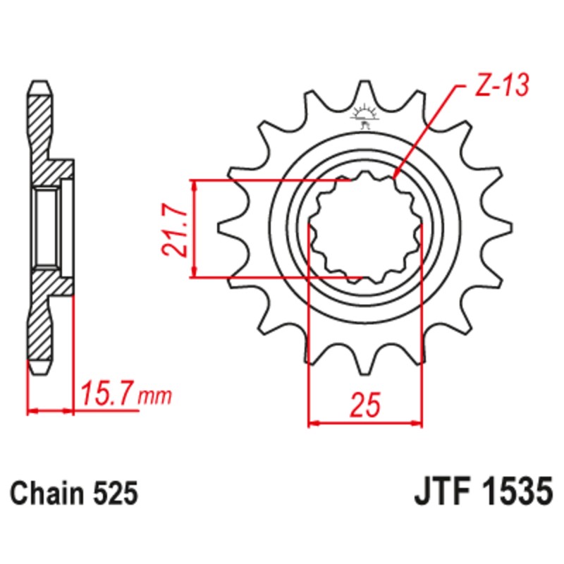 Piñón con goma anti-ruido JT SPROCKETS acero 1535 - 525