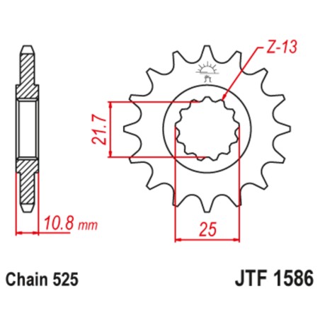 Piñón con goma anti-ruido JT SPROCKETS acero 1586 - 525