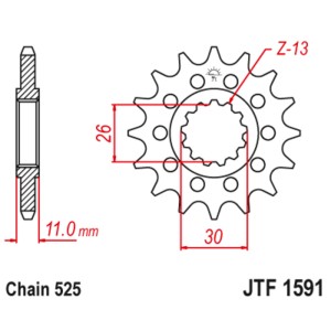 Piñón con goma anti-ruido JT SPROCKETS acero 1591 - 525