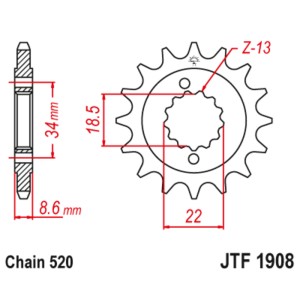 Piñón con goma anti-ruido JT SPROCKETS acero 1908 - 520