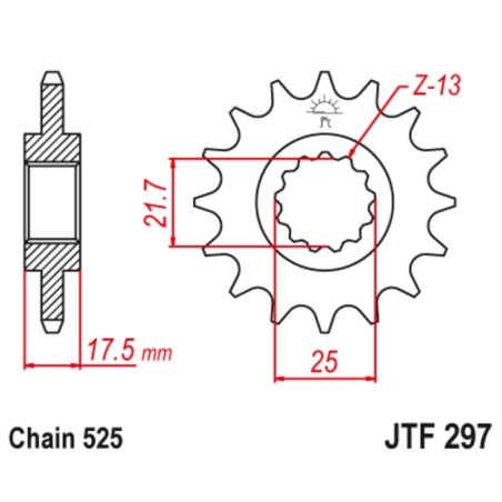 Piñón con goma anti-ruido JT SPROCKETS acero 297 - 525