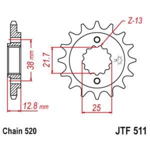 Piñón con goma anti-ruido JT SPROCKETS acero 511 - 520