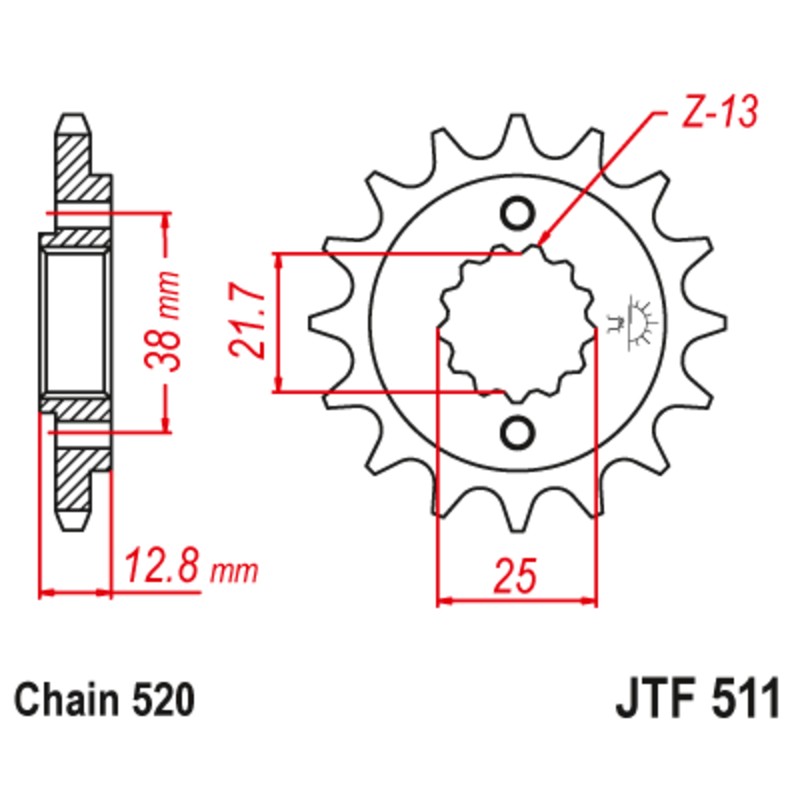 Piñón con goma anti-ruido JT SPROCKETS acero 511 - 520