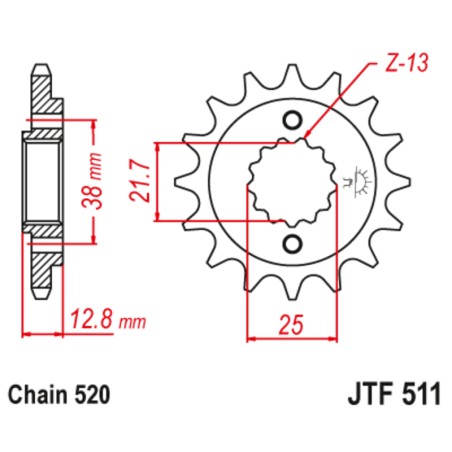 Piñón con goma anti-ruido JT SPROCKETS acero 511 - 520
