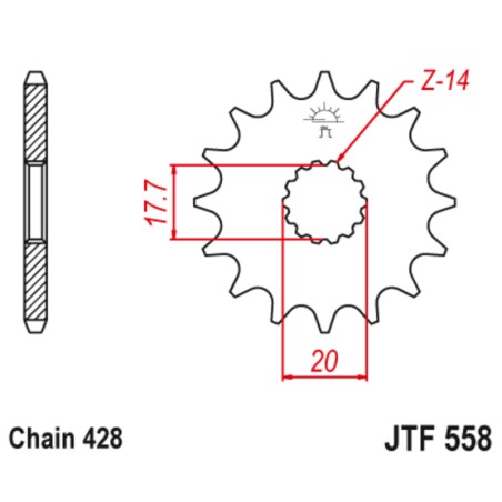 Piñón con goma anti-ruido JT SPROCKETS acero 558 - 428