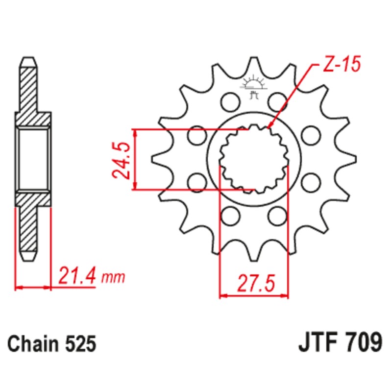 Piñón con goma anti-ruido JT SPROCKETS acero 709 - 525