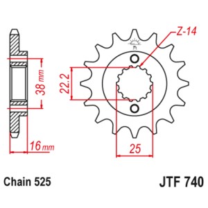 Piñón con goma anti-ruido JT SPROCKETS acero 740 - 525