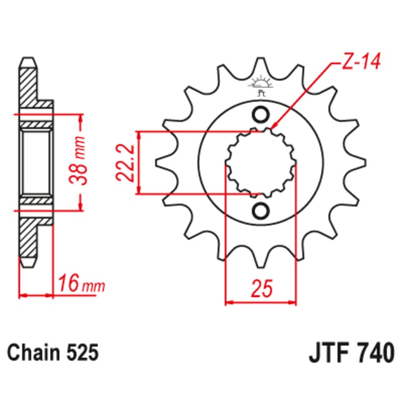 Piñón con goma anti-ruido JT SPROCKETS acero 740 - 525