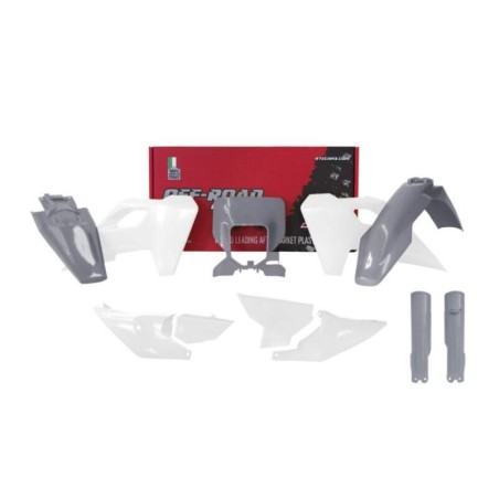 Kit de plástica RACETECH (8 piezas) - Blanco / Gris