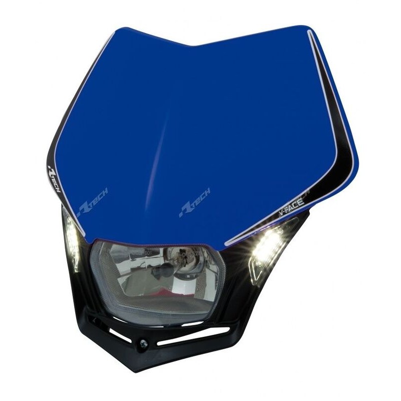 Careta con faro LED RACETECH V-Face - Negro / Azul