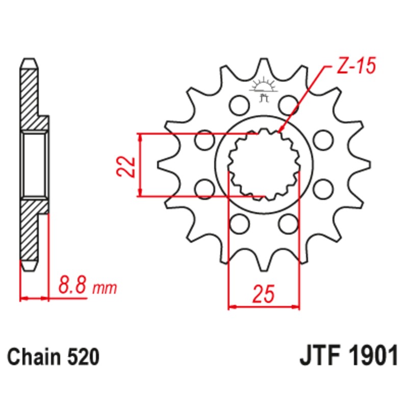 Piñón JT SPROCKETS acero estándar 1901 - 520