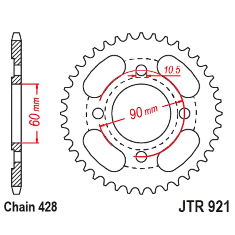 Corona JT SPROCKETS acero estándar 921 - 428