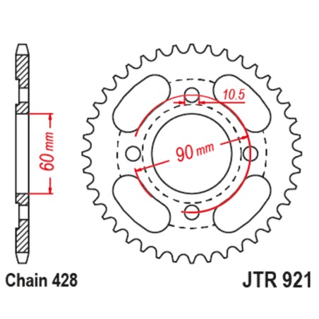 Corona JT SPROCKETS acero estándar 921 - 428