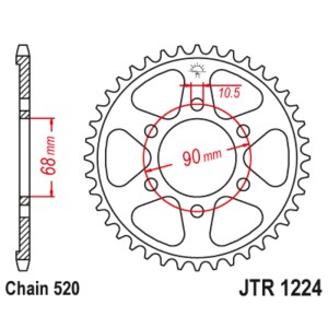 Corona JT SPROCKETS acero estándar 1224 - Paso 520
