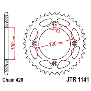 Corona JT SPROCKETS acero estándar 1141 - Paso 420