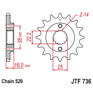 Piñón con goma anti-ruido JT SPROCKETS acero - 736 - 520