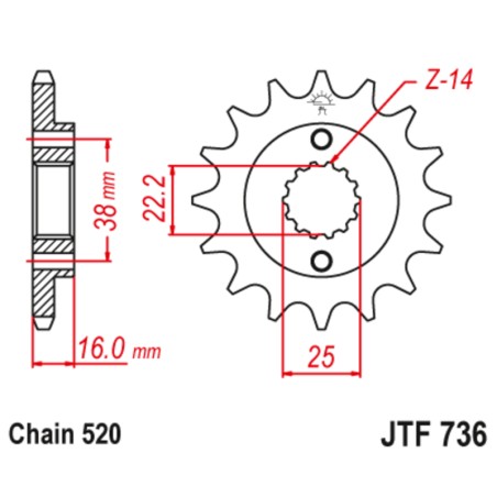 Piñón con goma anti-ruido JT SPROCKETS acero - 736 - 520