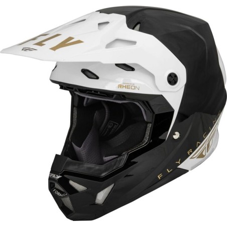 Casco FLY RACING Formula CP Slant - Negro / Blanco / Oro