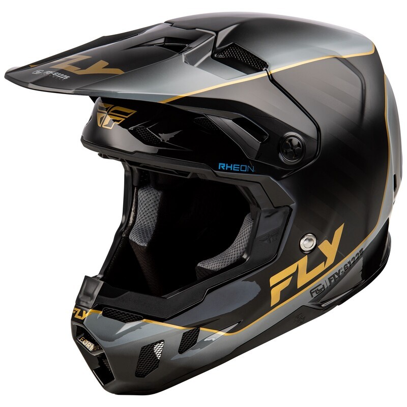 Casco FLY RACING Formula CC L.E. Underglow - Negro / Gris / Oro