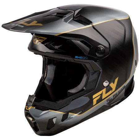 Casco FLY RACING Formula CC L.E. Underglow - Negro / Gris / Oro