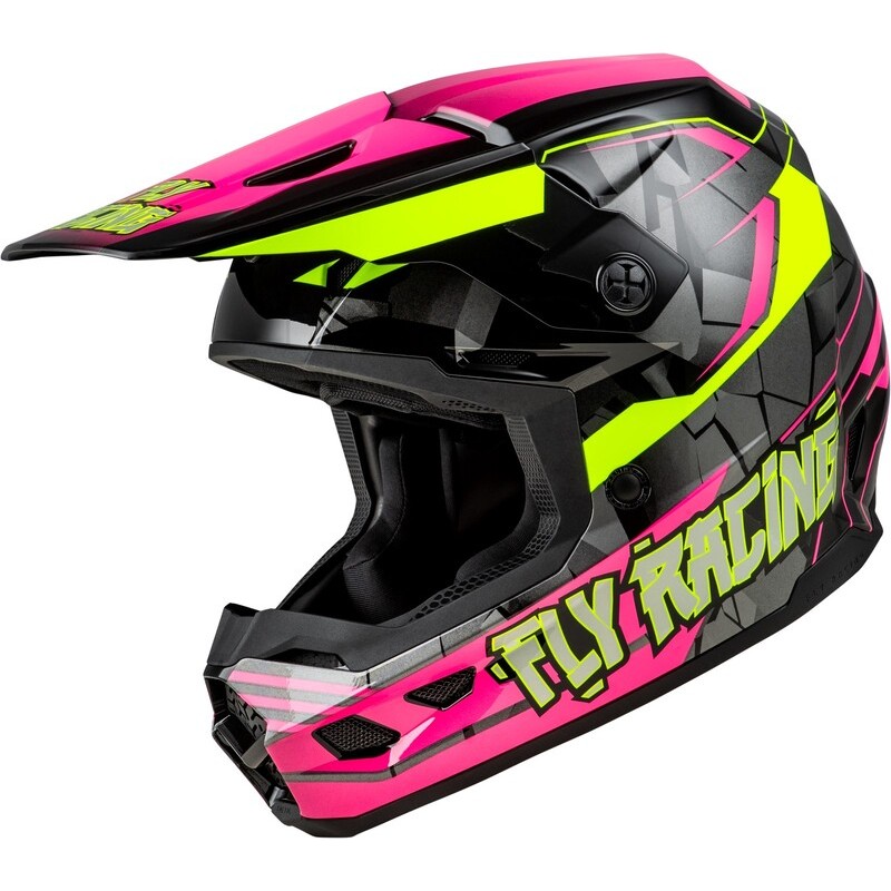 Casco infantil FLY RACING Kinetic Scorched - Rosa neón / Hi-Vis / N...