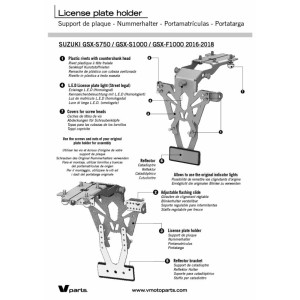 Portamatrículas Suzuki GSX-S750/S1000 negro V PARTS