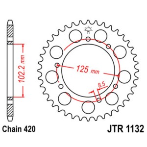 Kit de cadena JT/JT 420HDR 11/53 Standard - Corona standard 1132