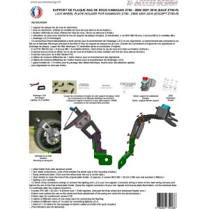 Portamatrículas a la rueda Kawasaki Z800 negro