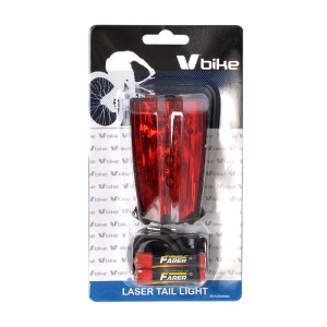 V BIKE Luz trasera de bicicleta, LED + indicador carril LASER