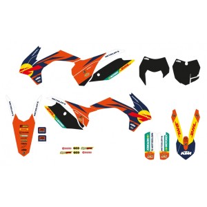 Kit de adhesivos + funda de asiento BLACKBIRD Replica KTM Factory 23