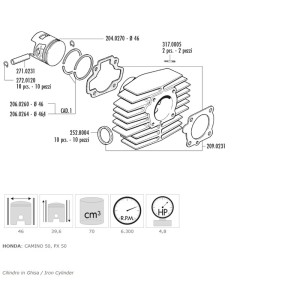 Kit de cilindro POLINI hierro Ø46mm