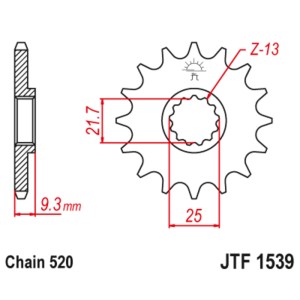 Piñón con goma anti-ruido JT SPROCKETS acero 1539 - 520