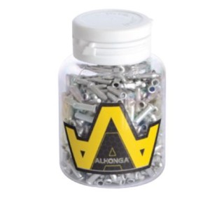 ALHONGA Bote 500 Terminales de cable Ø2,4mm. Aluminio plata. Reforzado