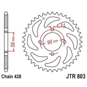 Corona JT 803 de acero con 45 dientes
