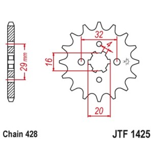 Piñón JT 1425 con 14 dientes