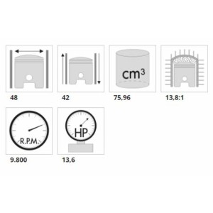 Kit grupo térmico Polini Minarelli Serie 6000, carrera 42, 80 cc
