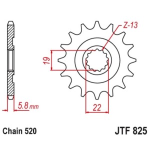 Piñón JT SPROCKETS acero autolimpiable 825 - Paso 520