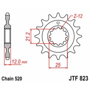 Piñón JT SPROCKETS acero estándar 823 - Paso 520