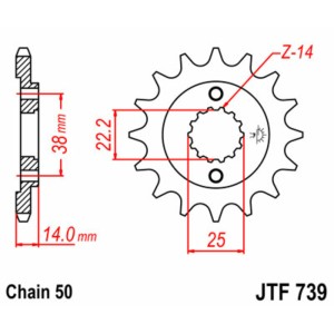 Piñon JT 739 de acero con 15 dientes