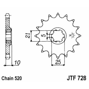 Piñon JT 728 de acero con 15 dientes