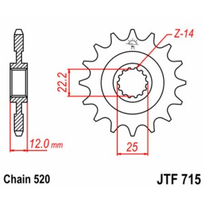 Piñón JT SPROCKETS acero estándar 715 - Paso 520