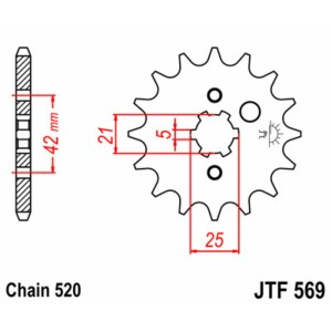 Piñón JT SPROCKETS acero estándar 569 - Paso 520