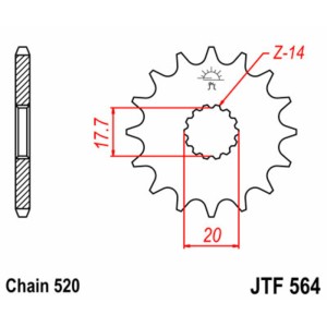 Piñón JT SPROCKETS acero estándar 564 - Paso 520