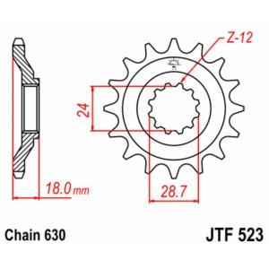 Piñón JT SPROCKETS acero estándar 523 - Paso 630