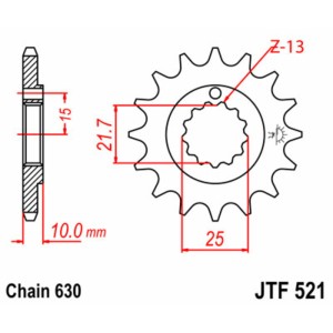 Piñón JT SPROCKETS acero estándar 521 - Paso 630